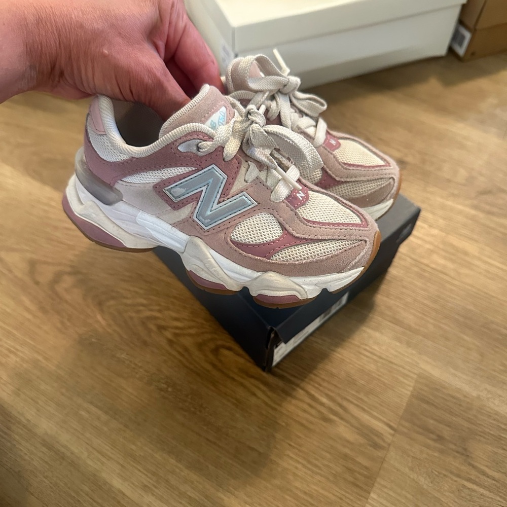 New Balance Pink and Cream Sneakers with Retro Design